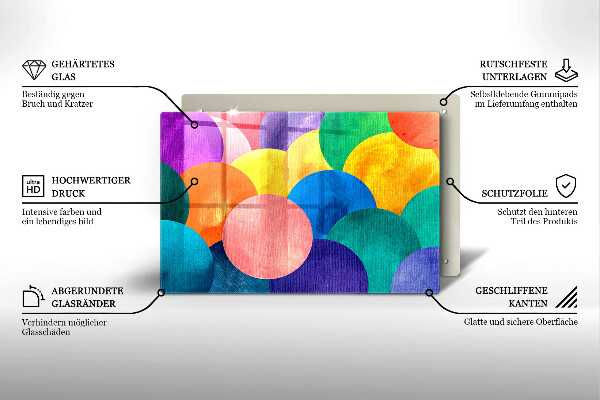 Krájecí prkénko skleněné Barevné kruhy