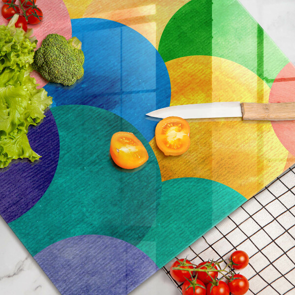 Krájecí prkénko skleněné Barevné kruhy