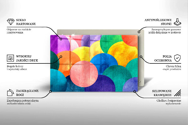 Krájecí prkénko skleněné Barevné kruhy