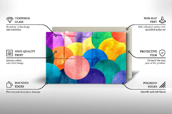 Krájecí prkénko skleněné Barevné kruhy