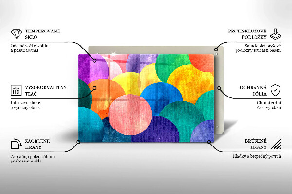 Krájecí prkénko skleněné Barevné kruhy