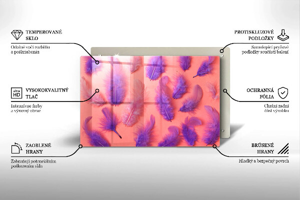 Krájecí prkénko skleněné Nadýchané peří