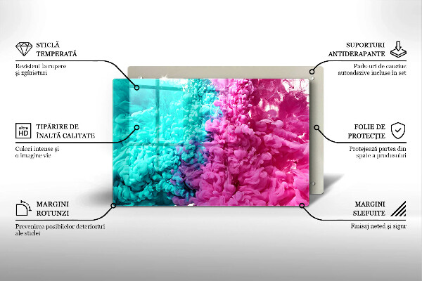 Skleněná deska do kuchyně Tyrkysově růžový kouř