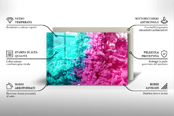 Skleněná deska do kuchyně Tyrkysově růžový kouř