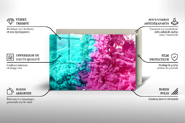 Skleněná deska do kuchyně Tyrkysově růžový kouř