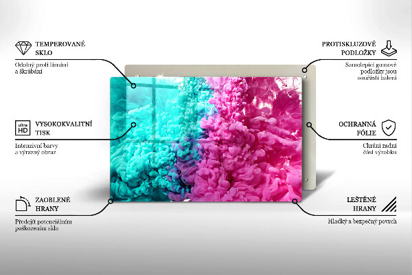 Skleněná deska do kuchyně Tyrkysově růžový kouř