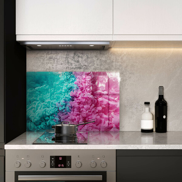 Skleněná deska do kuchyně Tyrkysově růžový kouř