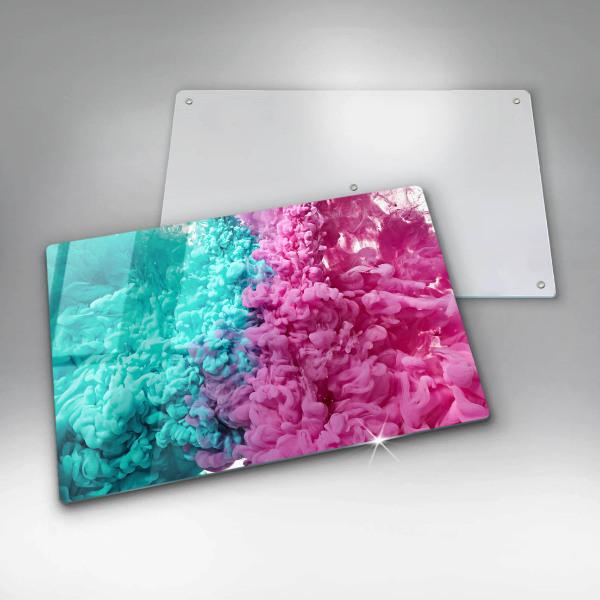 Skleněná deska do kuchyně Tyrkysově růžový kouř