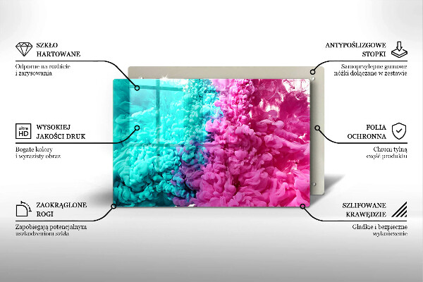 Skleněná deska do kuchyně Tyrkysově růžový kouř