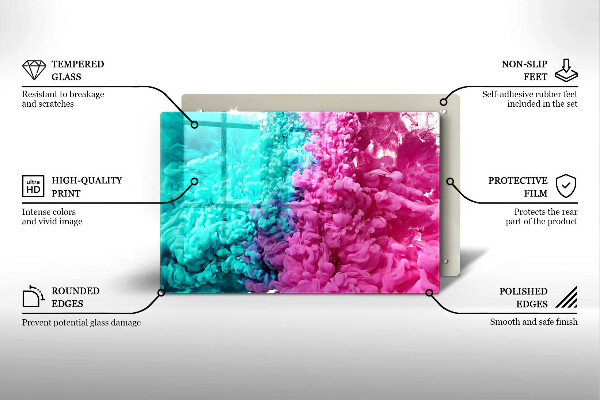 Skleněná deska do kuchyně Tyrkysově růžový kouř