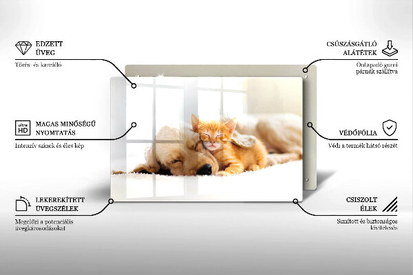 Krájecí prkénko skleněné Zvířata pes a kočka