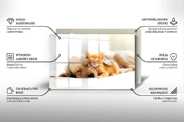 Krájecí prkénko skleněné Zvířata pes a kočka