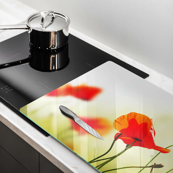 Skleněná deska do kuchyně Květy červeného máku