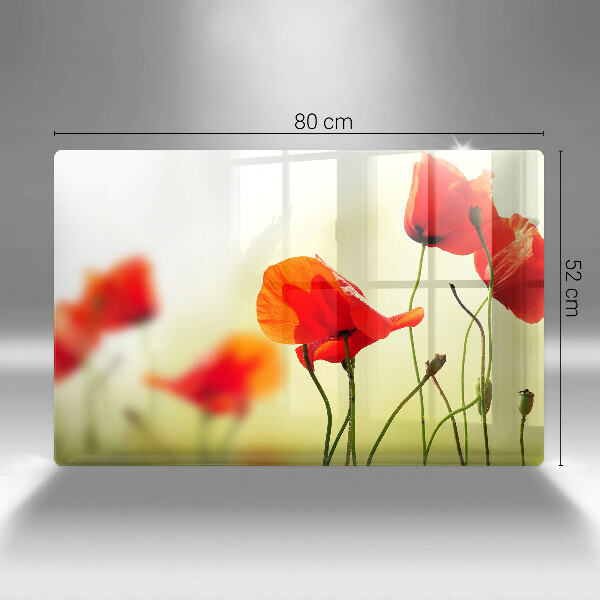 Skleněná deska do kuchyně Květy červeného máku