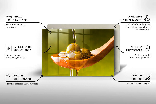 Skleněná deska do kuchyně Olivový olej a olivy
