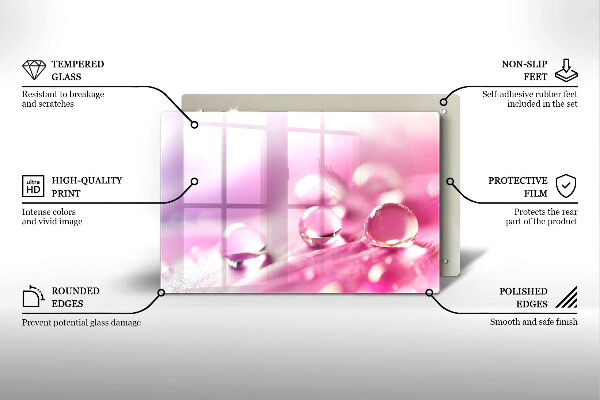 Krájecí prkénko skleněné Okvětní lístky rosy