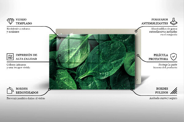 Krájecí prkénko skleněné Listy bazalky