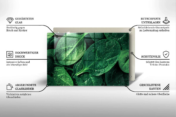 Krájecí prkénko skleněné Listy bazalky