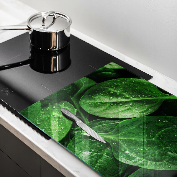 Krájecí prkénko skleněné Listy bazalky