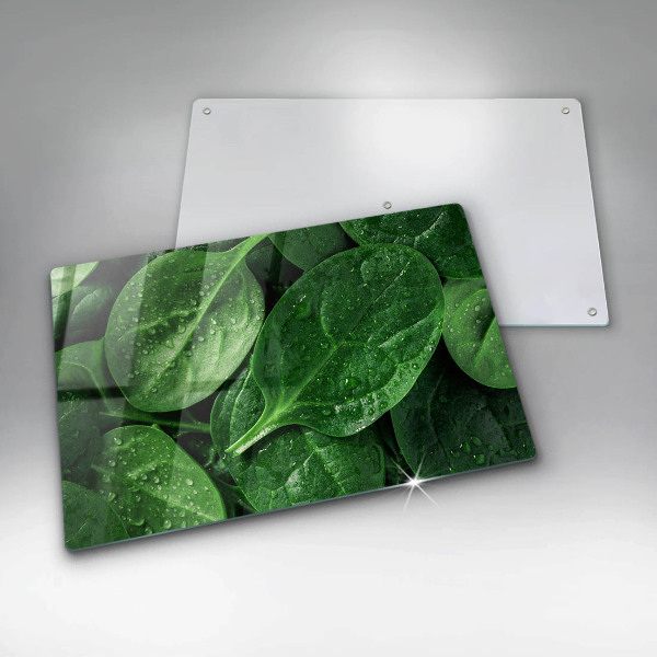 Krájecí prkénko skleněné Listy bazalky