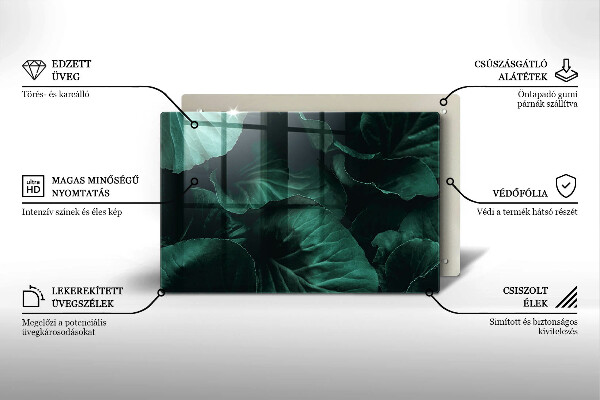 Krájecí prkénko skleněné Divoké tmavé listy