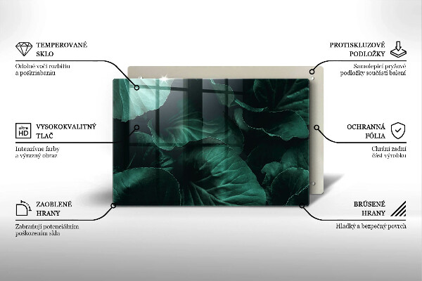 Krájecí prkénko skleněné Divoké tmavé listy