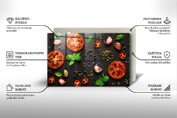 Krájecí prkénko skleněné Rajčata a koření