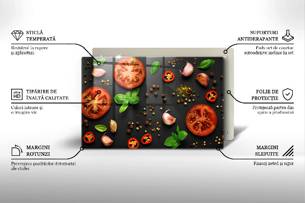 Krájecí prkénko skleněné Rajčata a koření