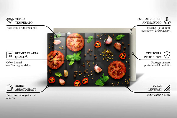 Krájecí prkénko skleněné Rajčata a koření
