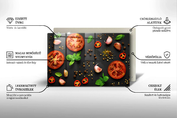 Krájecí prkénko skleněné Rajčata a koření