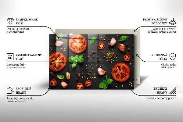 Krájecí prkénko skleněné Rajčata a koření