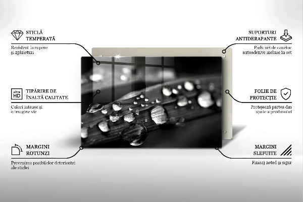 Krájecí prkénko skleněné Kapky rosy na listech