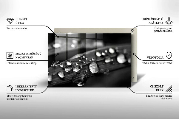 Krájecí prkénko skleněné Kapky rosy na listech