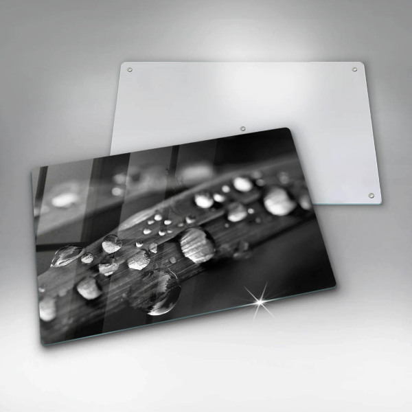 Krájecí prkénko skleněné Kapky rosy na listech