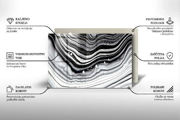 Krájecí prkénko skleněné Inkoustová abstrakce