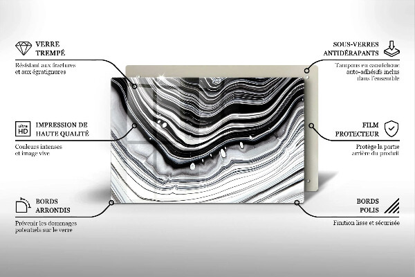 Krájecí prkénko skleněné Inkoustová abstrakce