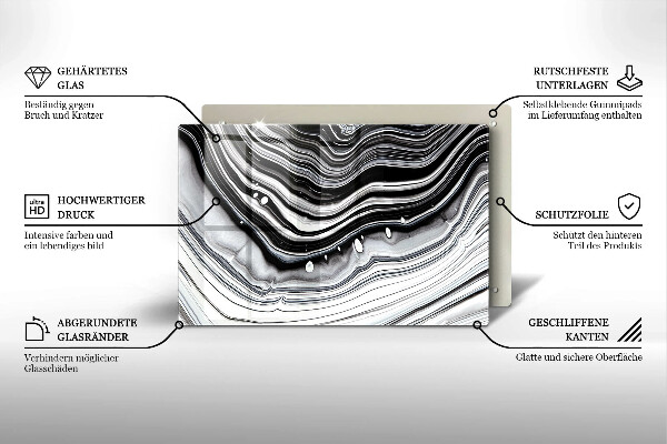 Krájecí prkénko skleněné Inkoustová abstrakce