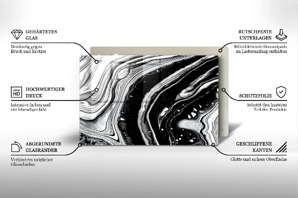 Krájecí prkénko skleněné Inkoustová abstrakce