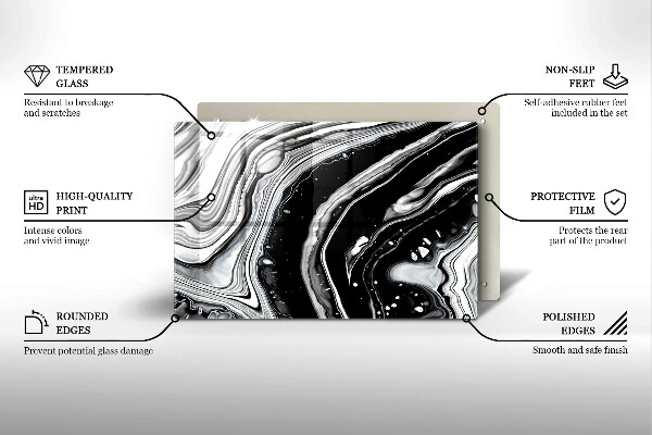 Krájecí prkénko skleněné Inkoustová abstrakce