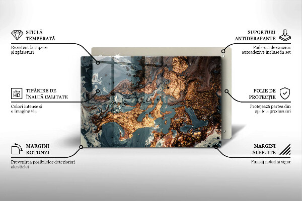 Krájecí prkénko skleněné Zlatá skalní struktura