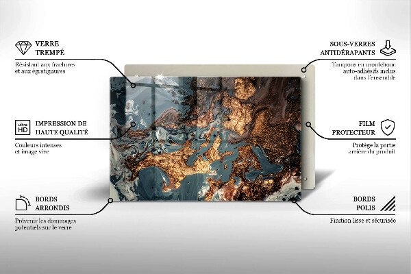 Krájecí prkénko skleněné Zlatá skalní struktura