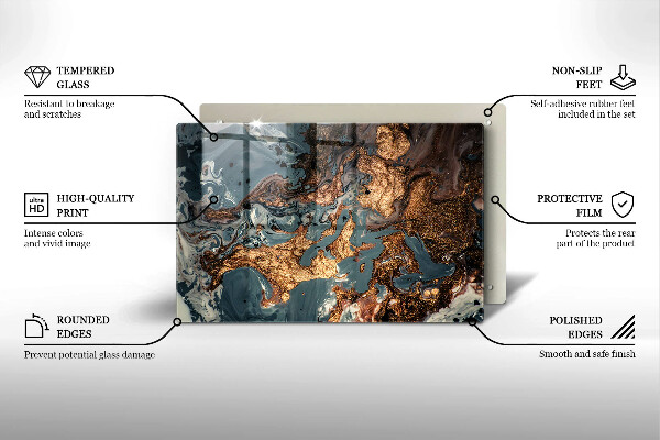 Krájecí prkénko skleněné Zlatá skalní struktura