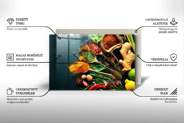 Krájecí prkénko skleněné Kuchyňské lžíce na koření