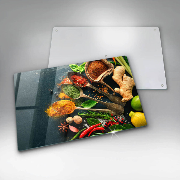 Krájecí prkénko skleněné Kuchyňské lžíce na koření