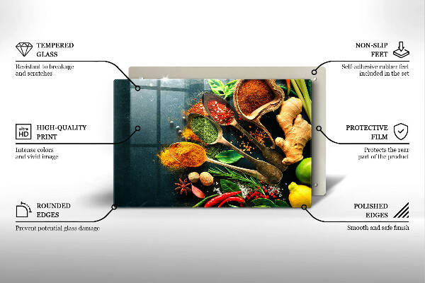 Krájecí prkénko skleněné Kuchyňské lžíce na koření