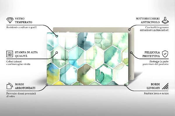 Krájecí prkénko skleněné Akvarel šestiúhelníky