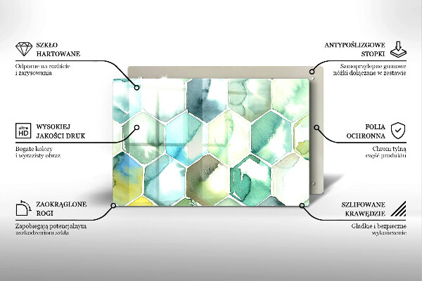 Krájecí prkénko skleněné Akvarel šestiúhelníky