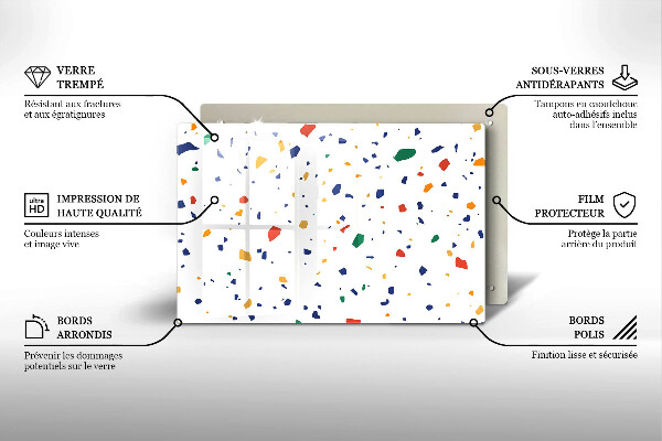 Skleněná deska do kuchyně Barevná kamenina