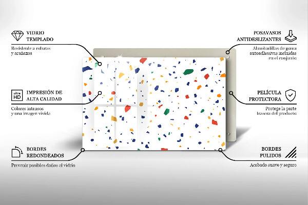 Skleněná deska do kuchyně Barevná kamenina