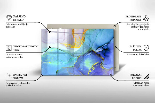 Skleněná deska do kuchyně Prasklý zlatý kámen